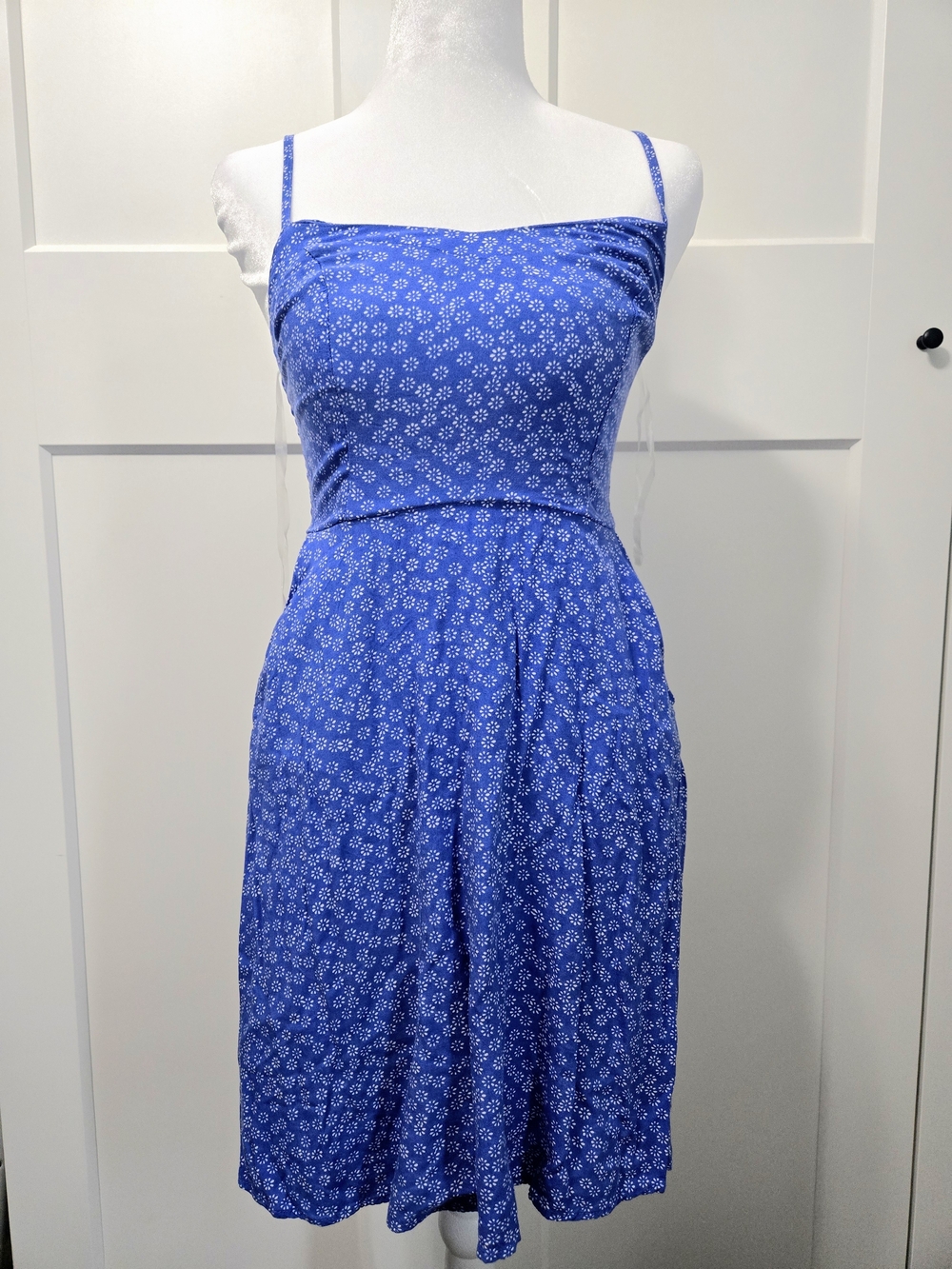 SO Royal Blue Floral Spaghetti-Strap Mini Dress